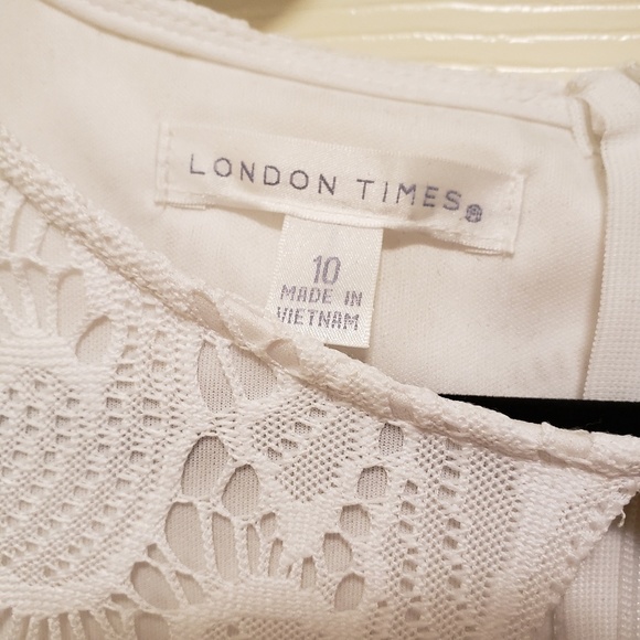 London Times White Lace Belted Dress - Picture 5 of 7